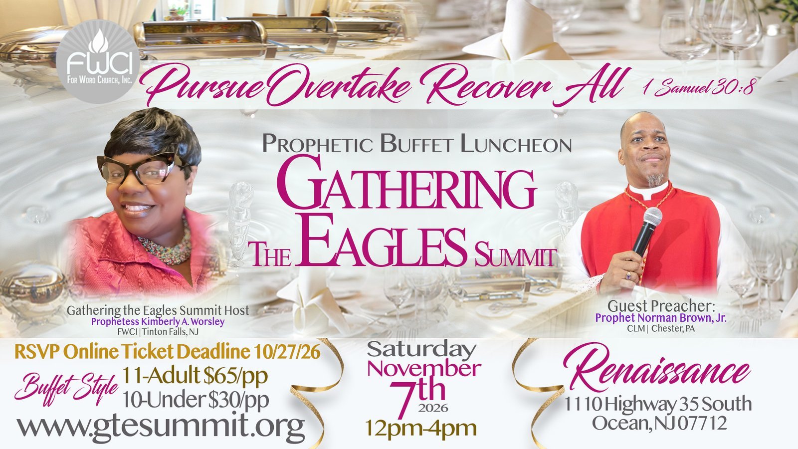 Gathering the Eagles Summit — Prophetic Buffet Luncheon, Saturday November 7, 2026, 12–4 PM at the Renaissance, Ocean NJ